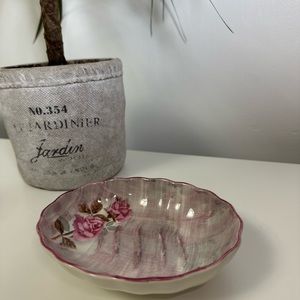 Pink Floral Soap Dish ceramic Old Foley